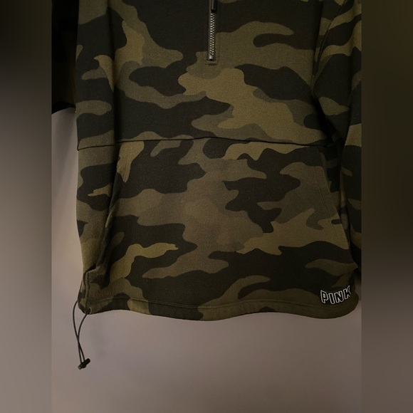 VICTORIA’S SECRET VS PINK 1/4 ZIP CREW SWEATER SWEATSHIRT CAMOUFLAGE CAMO HTF L - Picture 4 of 8